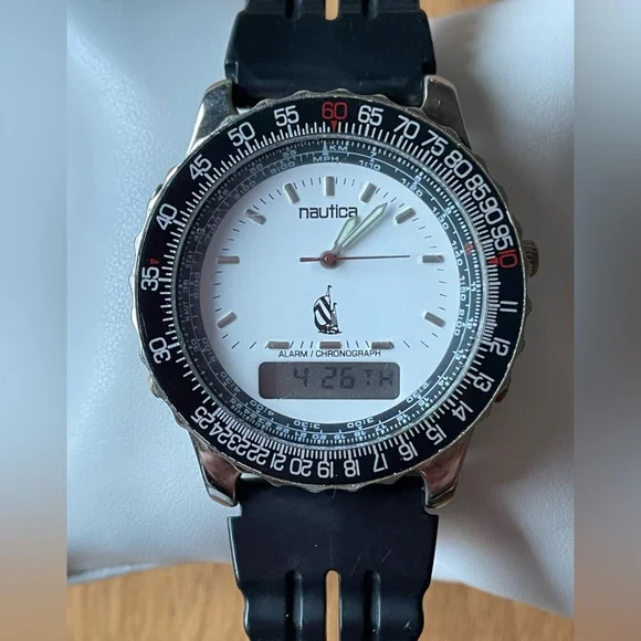 Rare Nautica Analog Alarm Chronograph Timepiece - Picture 1 of 5